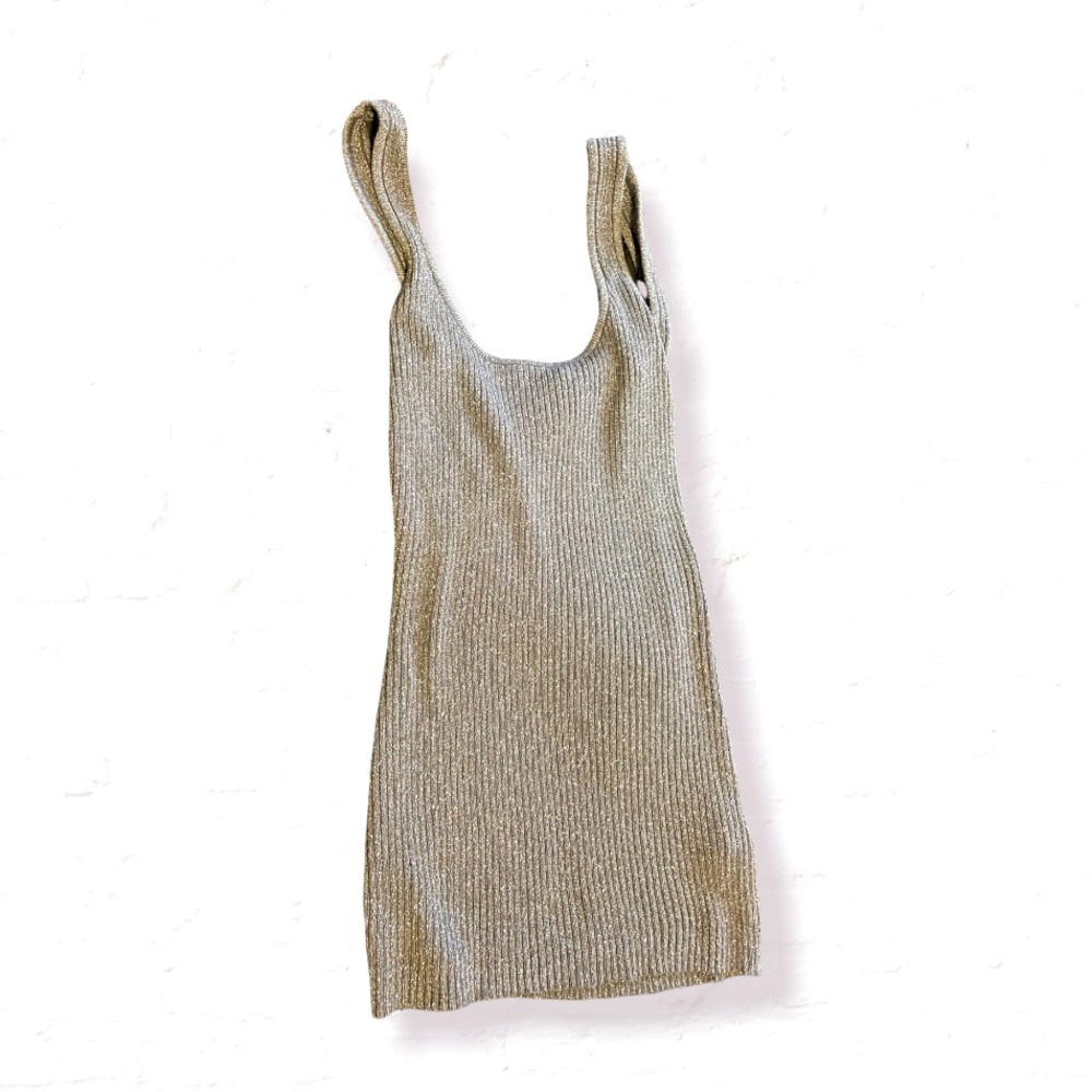 Like new Metallic Grey Bebe tank top Y2K S/XS